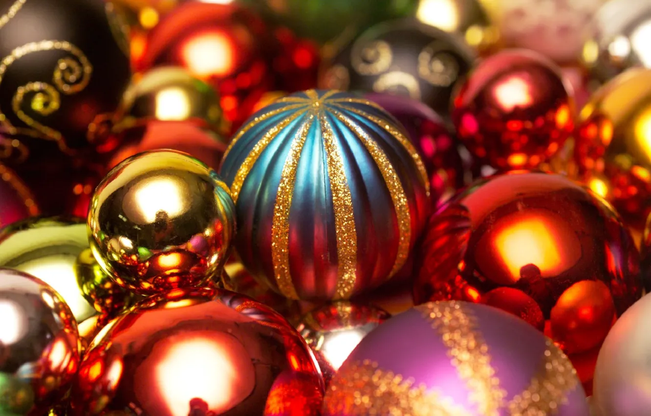 Photo wallpaper balls, new year, Christmas, colorful, christmas, new year, balls, colorful