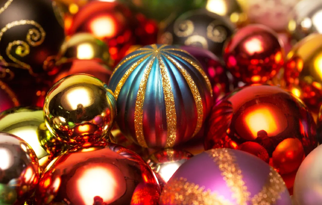 Photo wallpaper balls, new year, colorful, Christmas, Christmas, balls, colorful, New Year