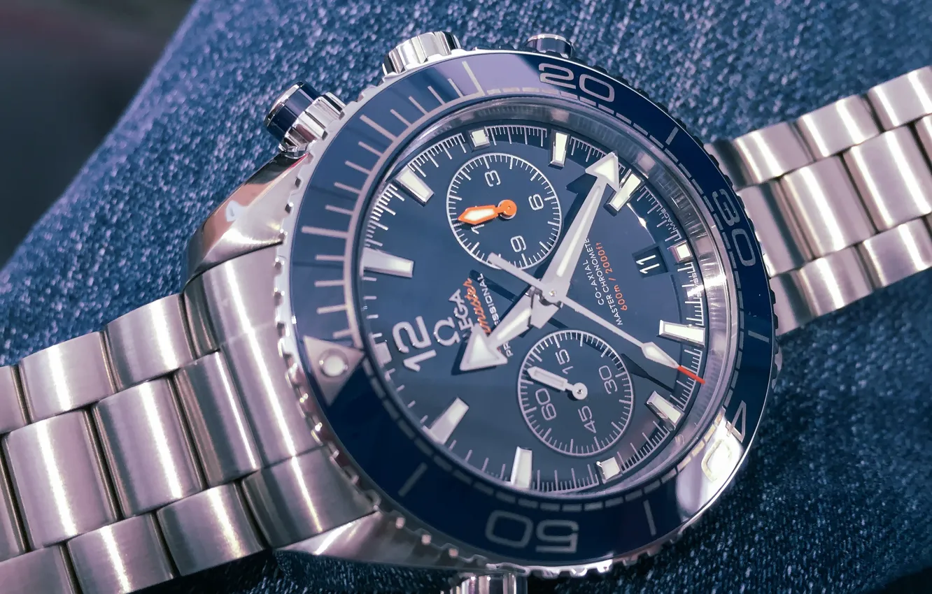 Photo wallpaper watch, jeans, Omega planet ocean 455 mm