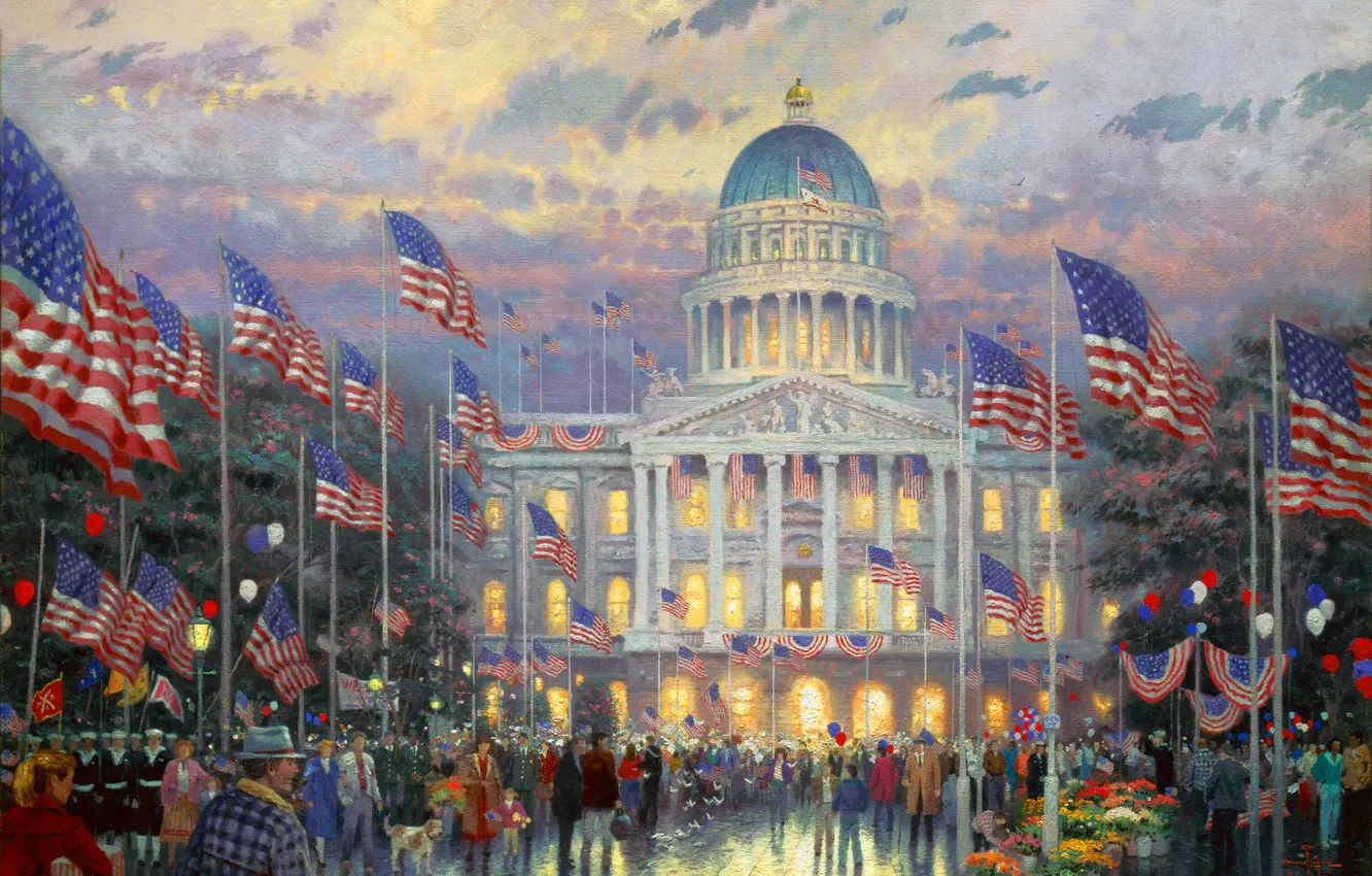 Photo wallpaper flags, Capitol, Kinkade