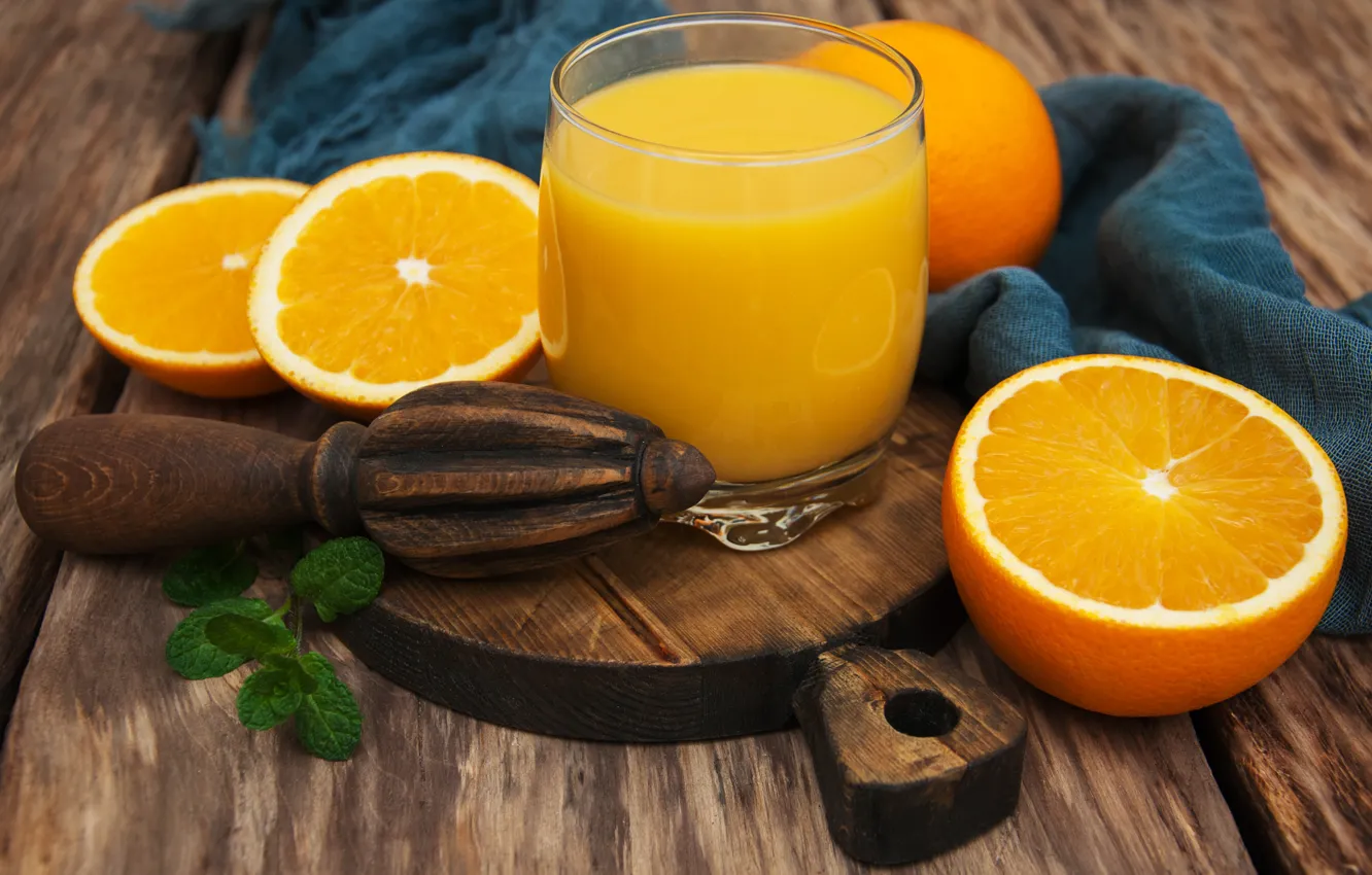 Photo wallpaper glass, orange, juice, fresh, orange, Olena Rudo