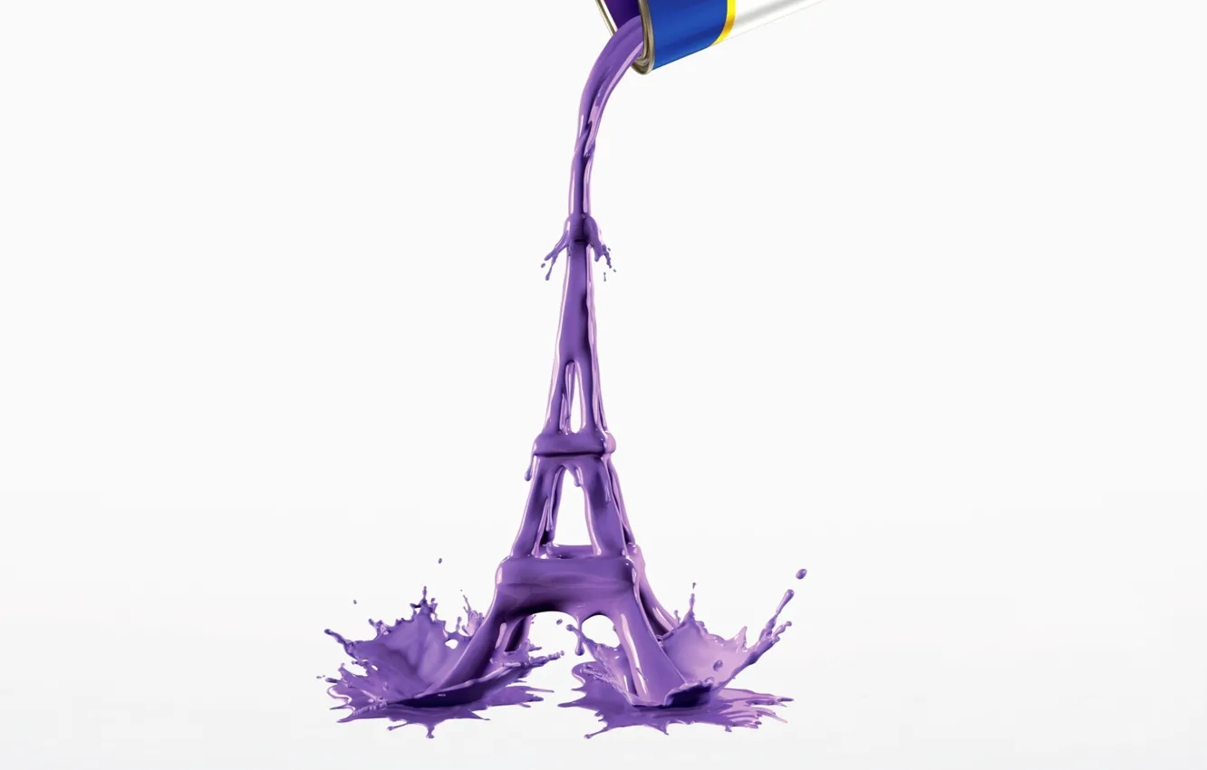 Photo wallpaper squirt, creative, paint, Eiffel tower, Bank
