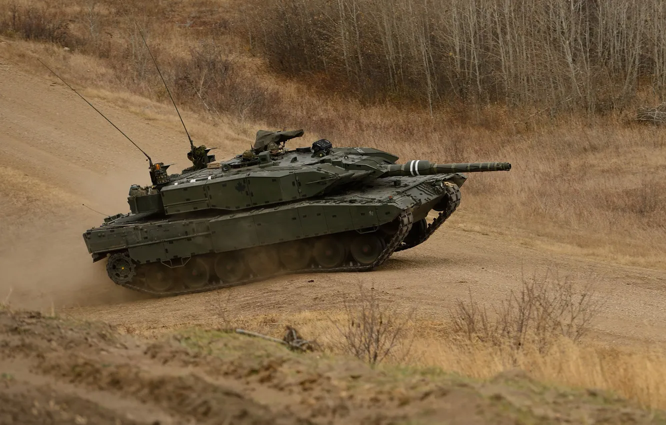 Photo wallpaper road, tank, combat, Leopard-A4M