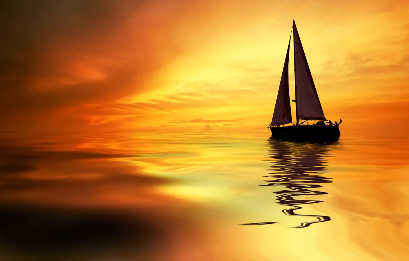 Photo wallpaper sea, tropics, sail