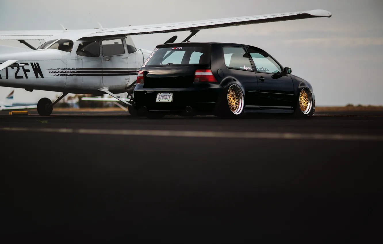 Photo wallpaper black, tuning, volkswagen, black, Golf, golf, Volkswagen, MK4