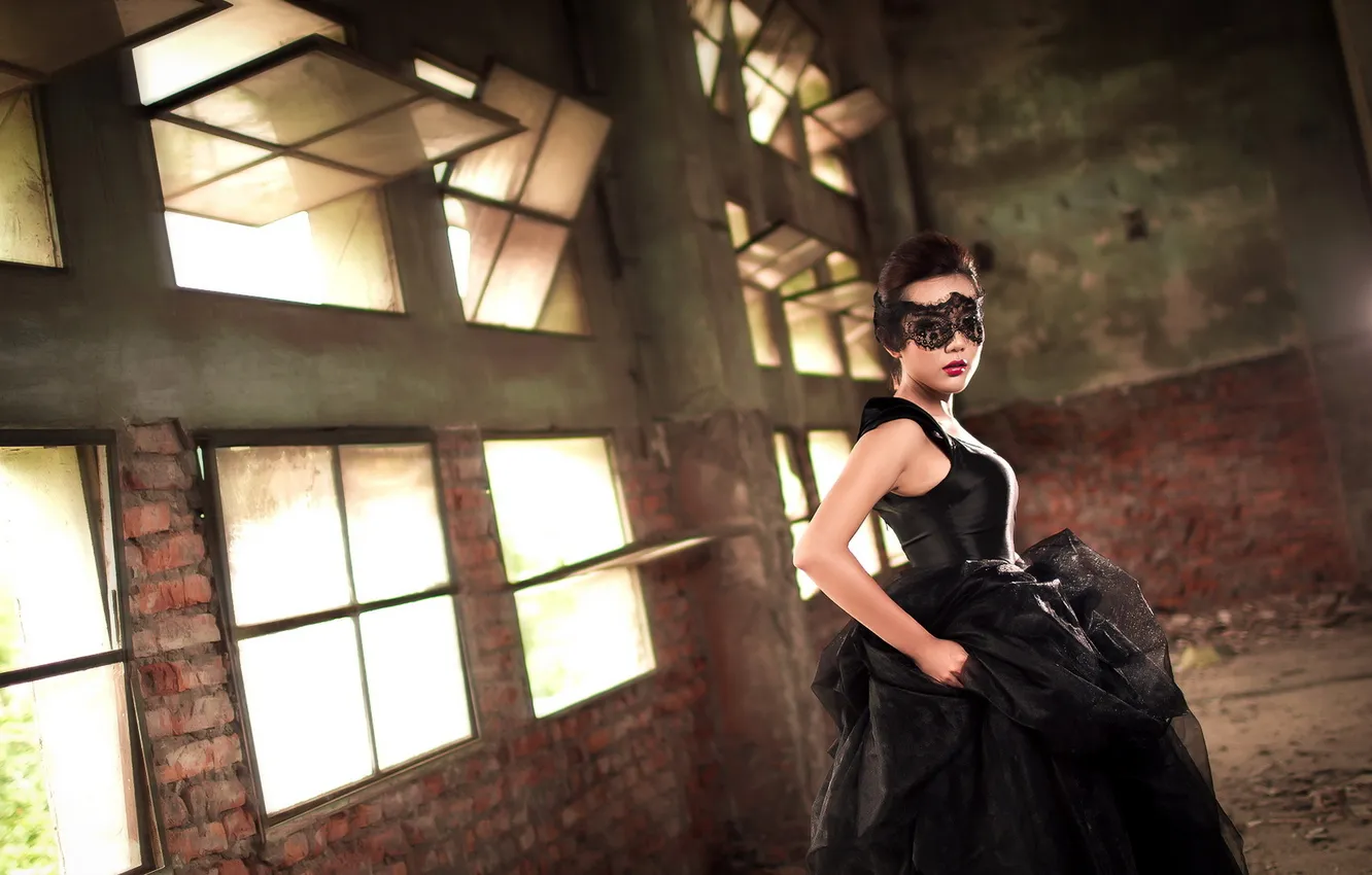 Photo wallpaper girl, background, mask