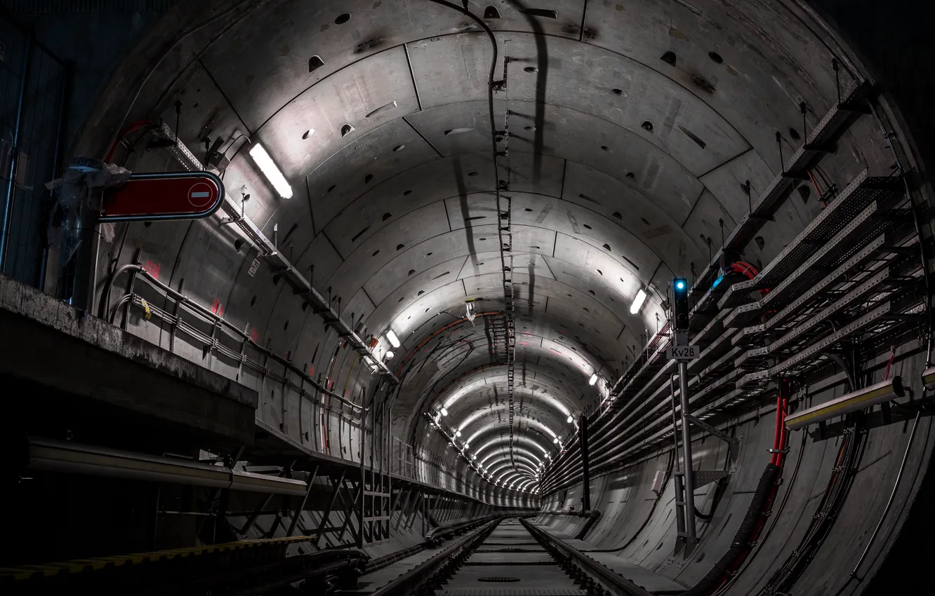 Photo wallpaper dark, tunnel, metro