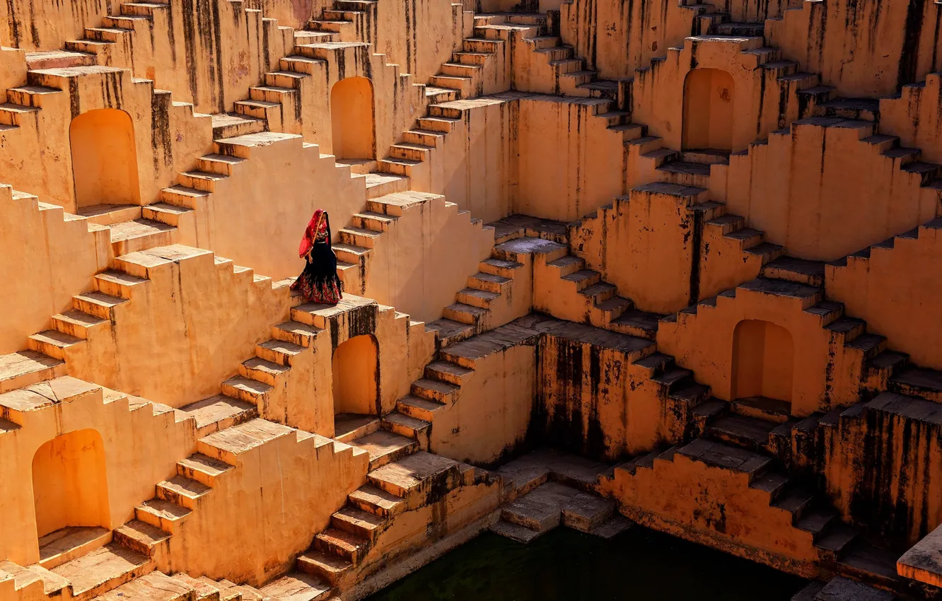 Photo wallpaper girl, India, stage, structure