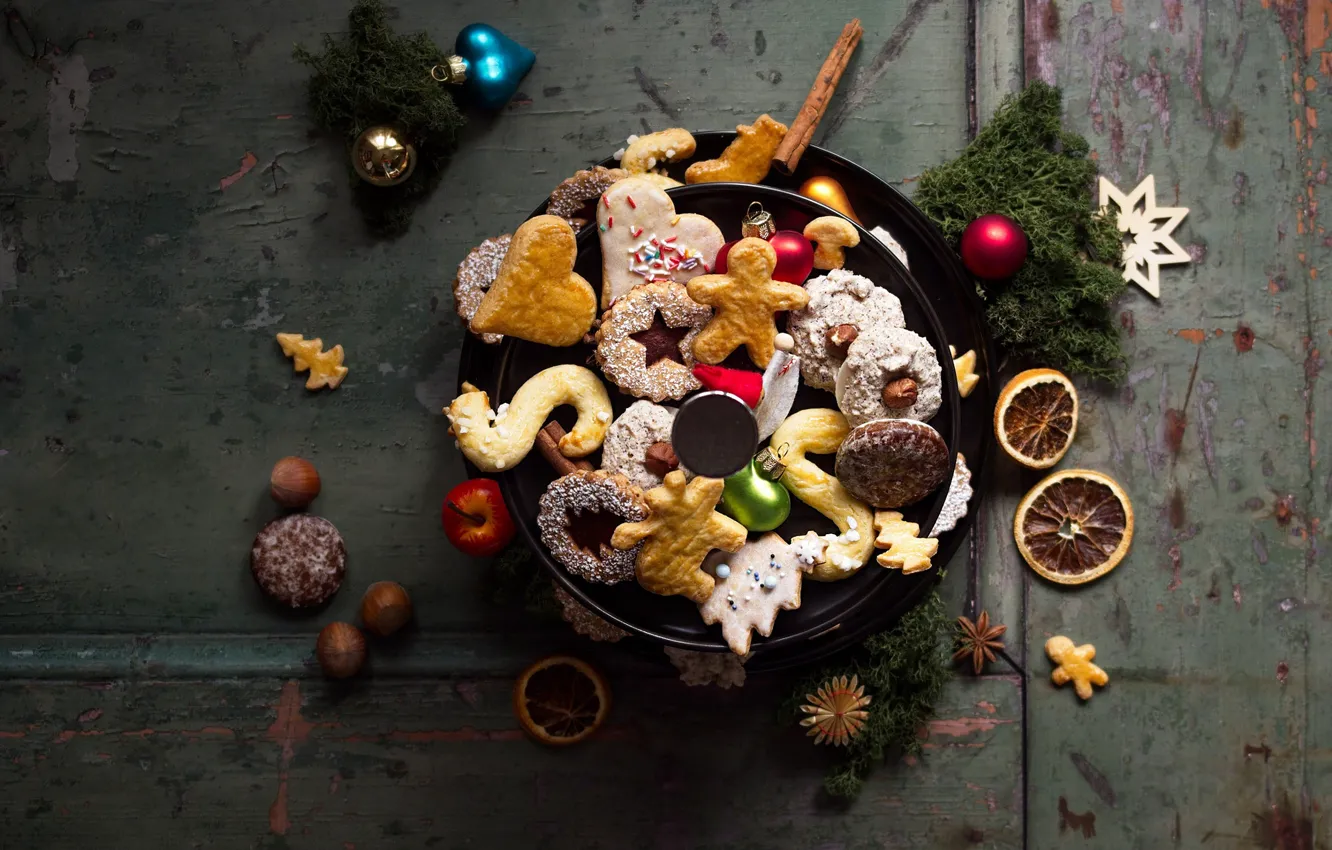 Photo wallpaper new year, cookies, Christmas, figure