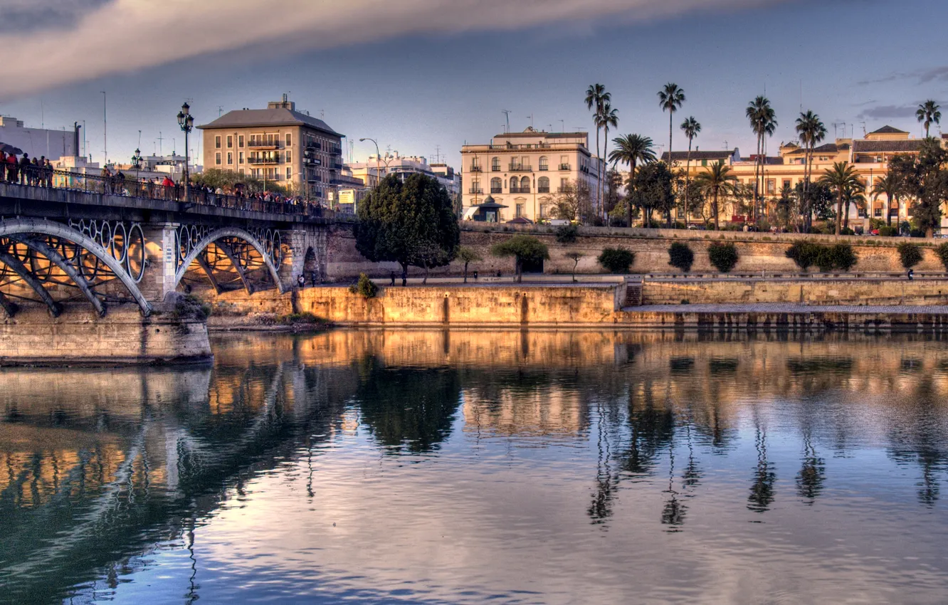 Photo wallpaper river, Spain, Seville, Triana Bridge