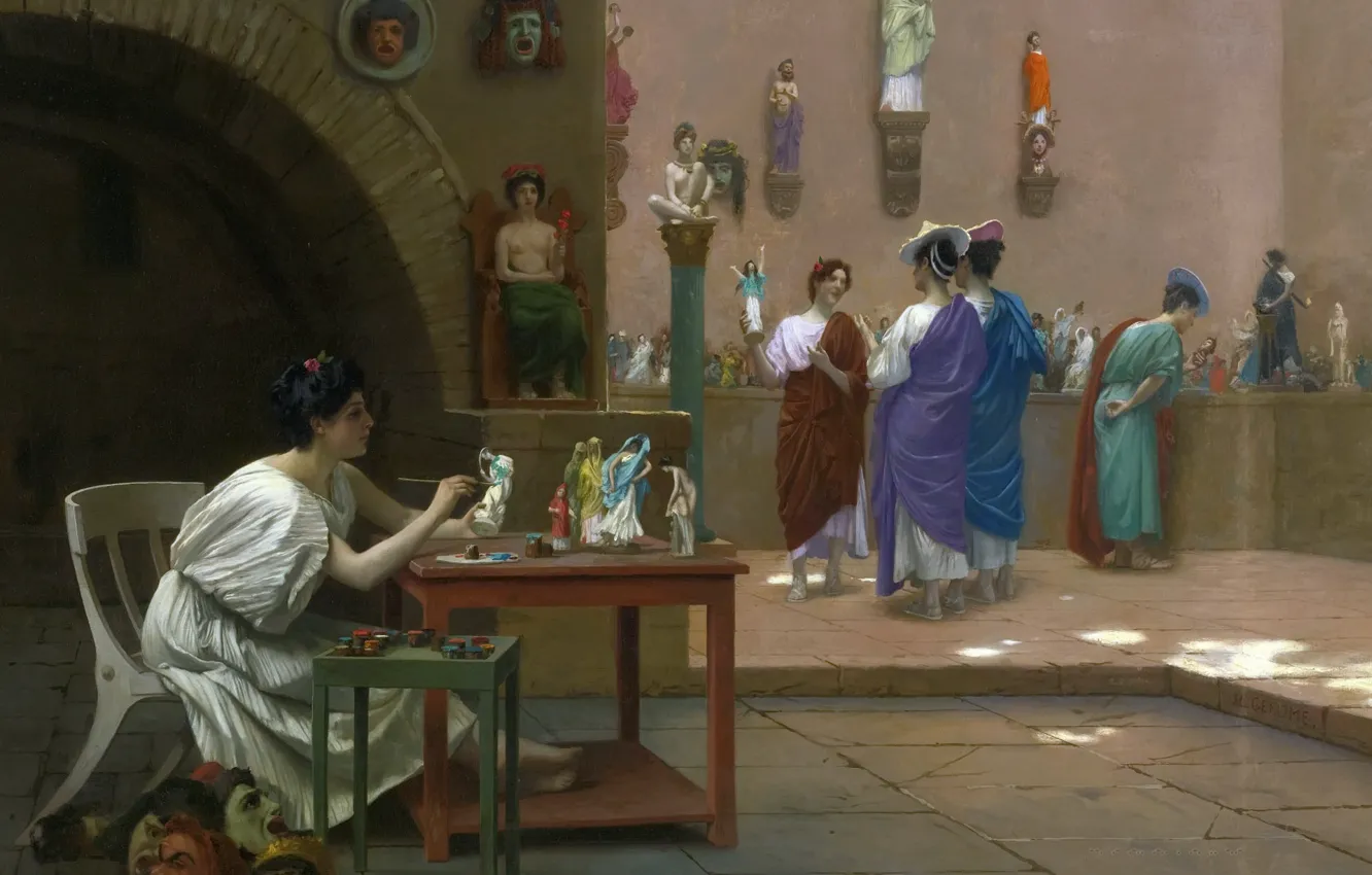 Photo wallpaper interior, picture, genre, Jean-Leon Gerome, Workshop in Tanagra