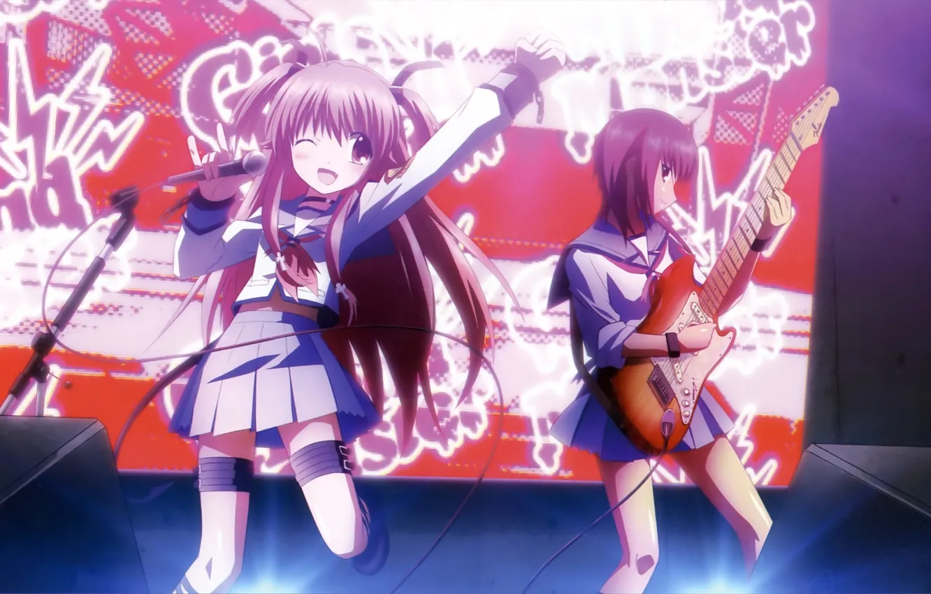 Photo wallpaper guitar, concert, Angel Beats!, yui, iwasawa