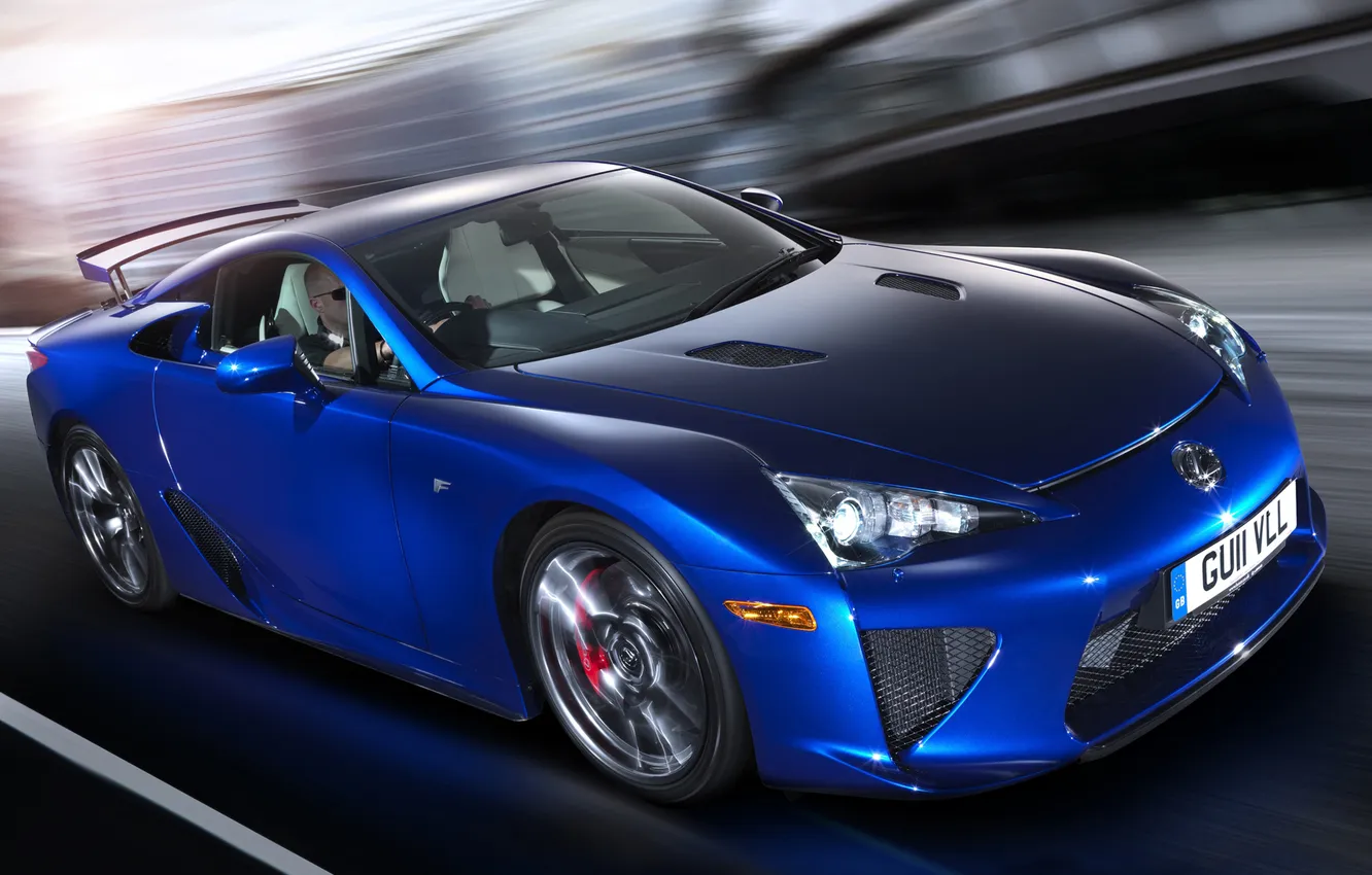Photo wallpaper blue, speed, blur, Lexus, blue, Lexus, UK-spec, LFA