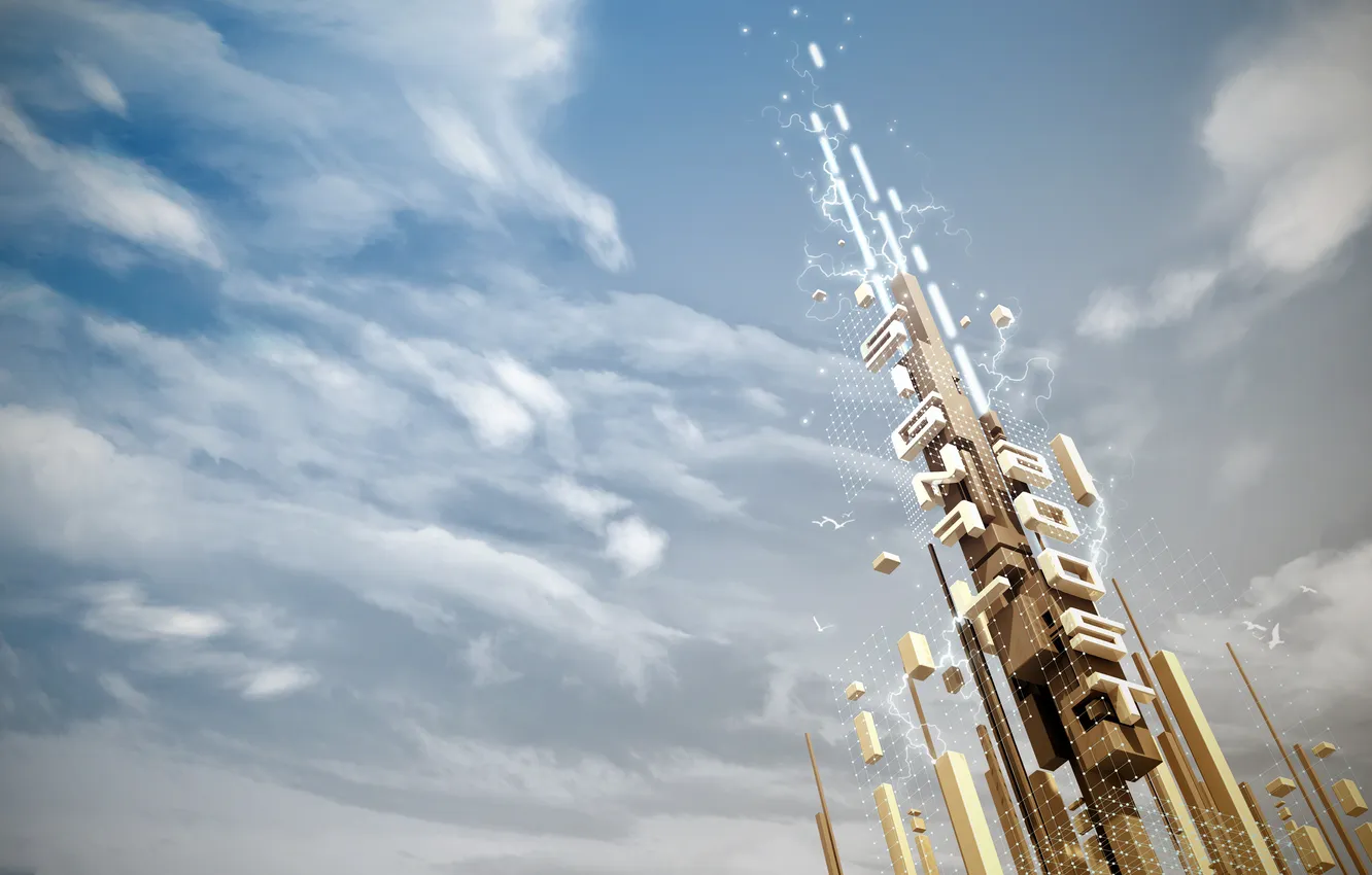 Photo wallpaper clouds, tower, Signal Boost