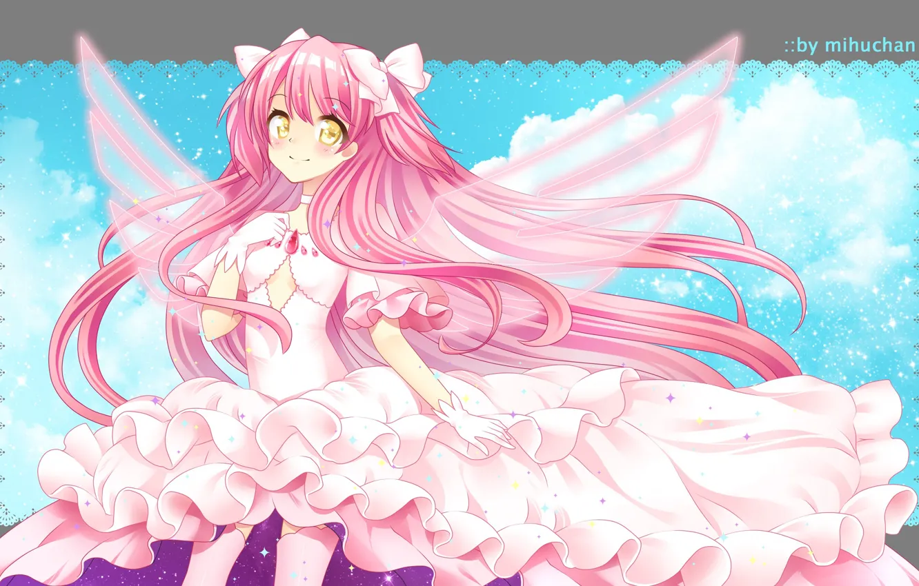 Photo wallpaper look, girl, pink dress