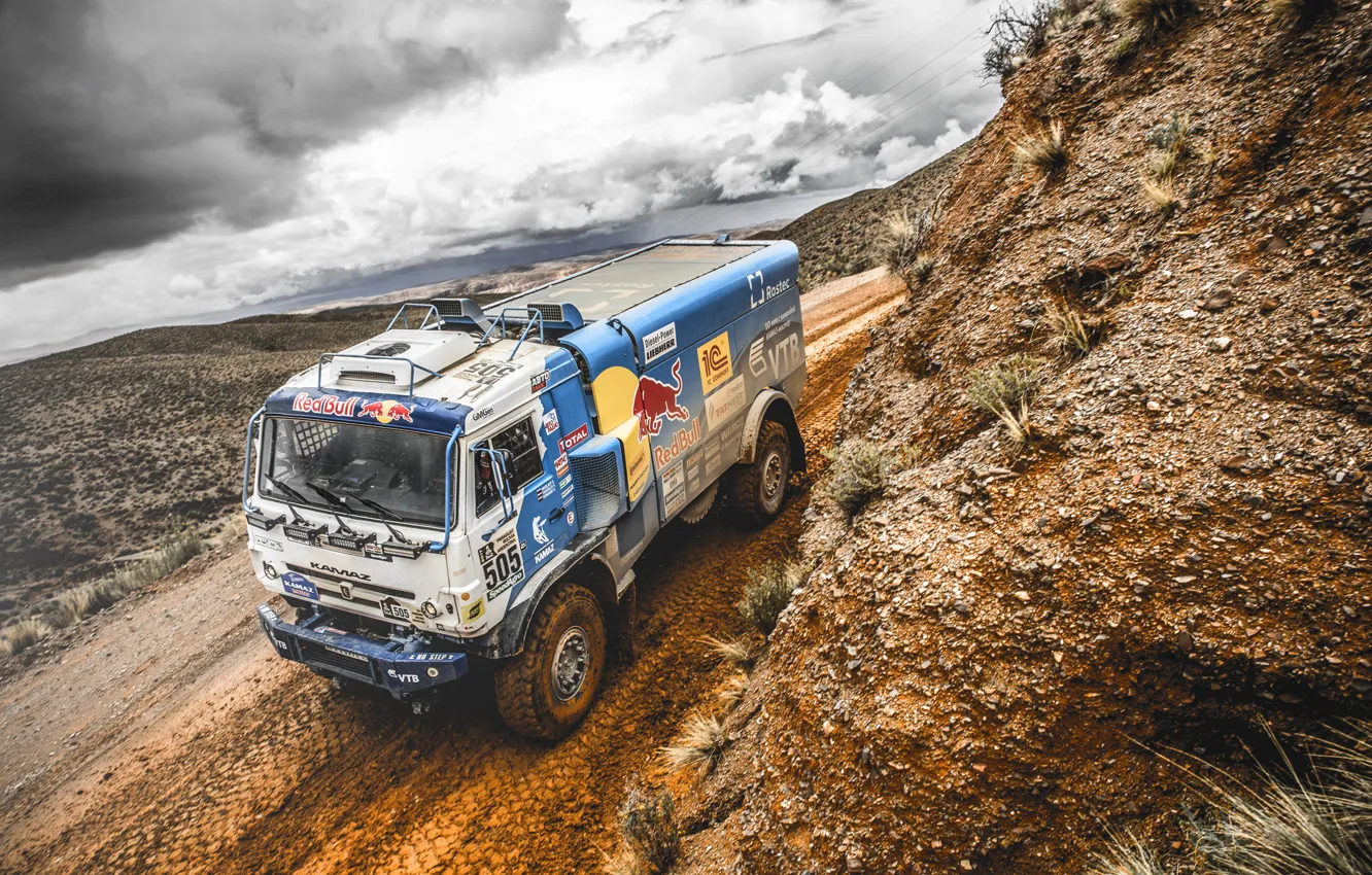 Photo wallpaper The sky, Sand, Nature, Sport, Speed, Clouds, Truck, Race