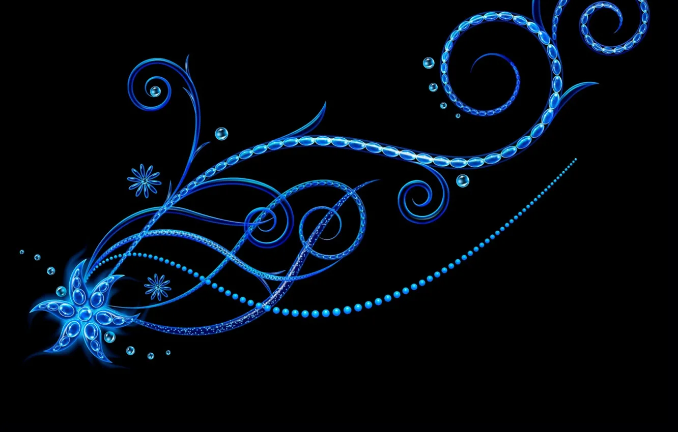 Photo wallpaper flower, movement, beauty, neon, black background, flower, beauty, neon