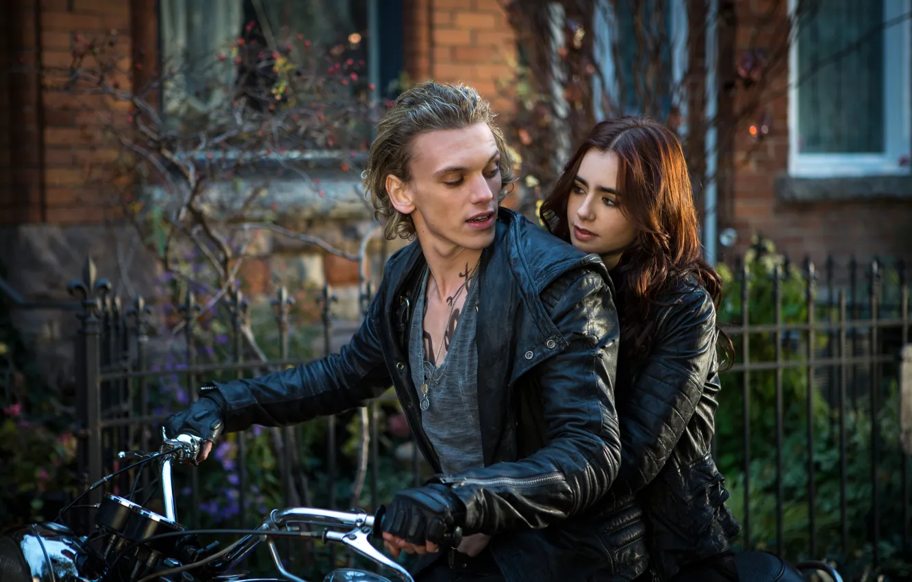 Photo wallpaper Lily Collins, Jamie Campbell Bower, The Mortal Instruments:City of Bones, The mortal instruments:City of bones