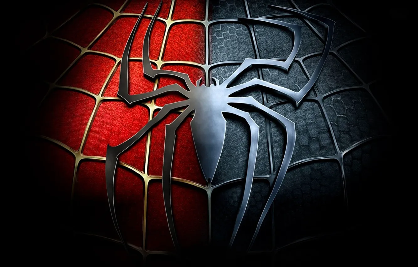 Photo wallpaper web, spider, emblem, Spider-Man