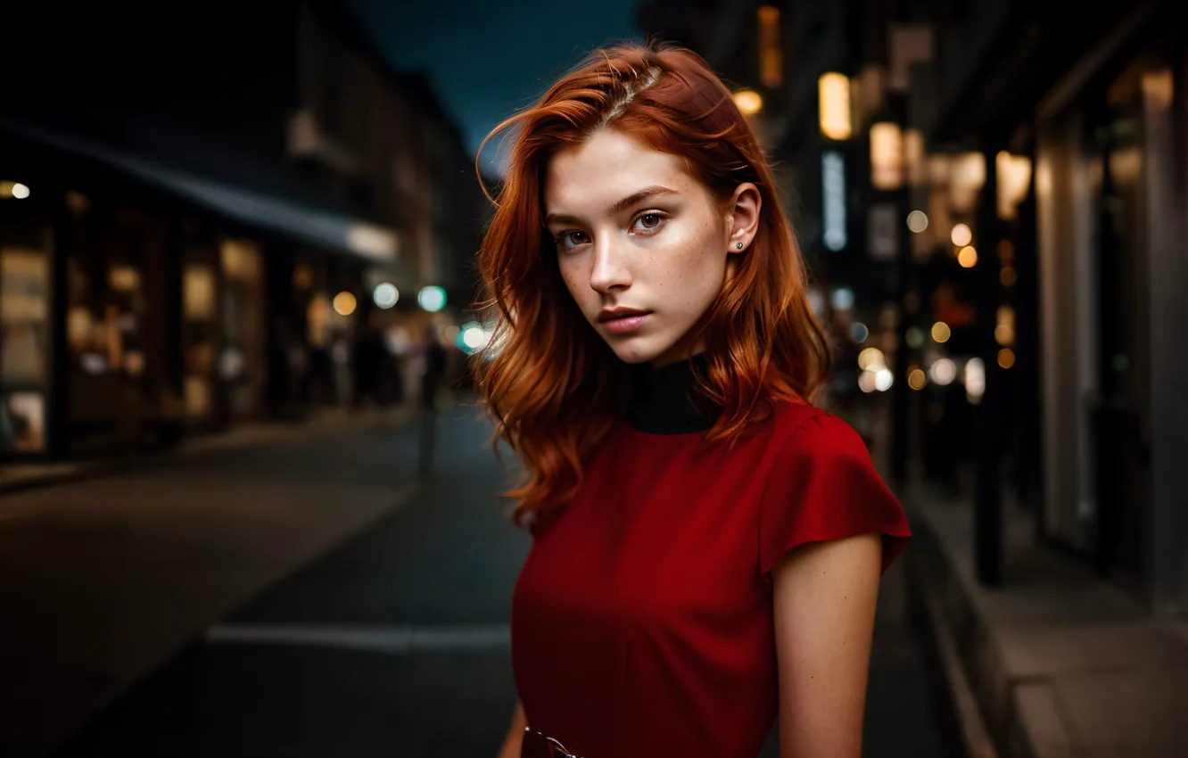 Photo wallpaper look, red, redhead, Maxim Gubanov, Maxim Gubanov, Jofia, neural network