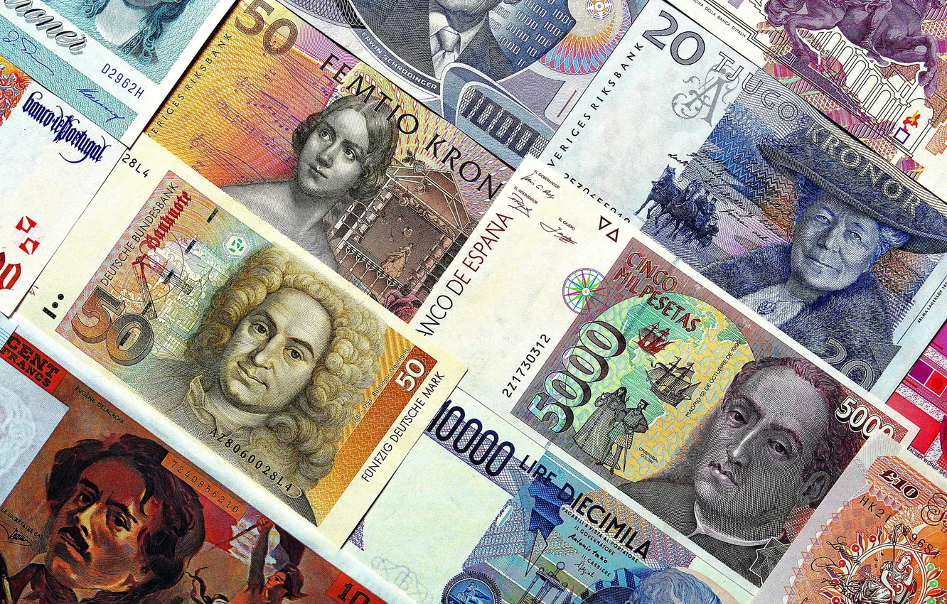 Photo wallpaper portrait, money, different, country