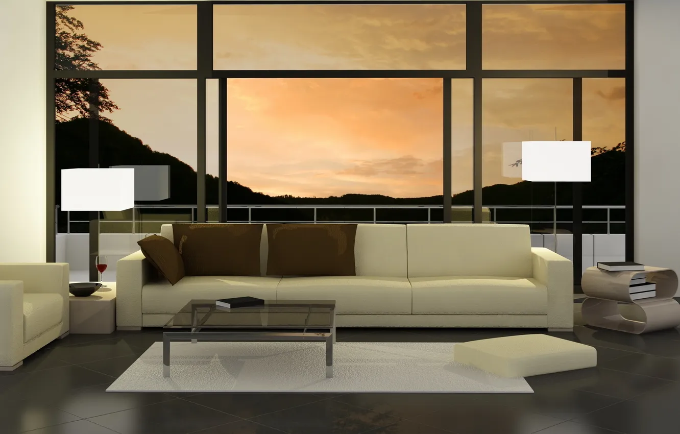 Photo wallpaper design, style, Villa, home, interior, cottage, living room