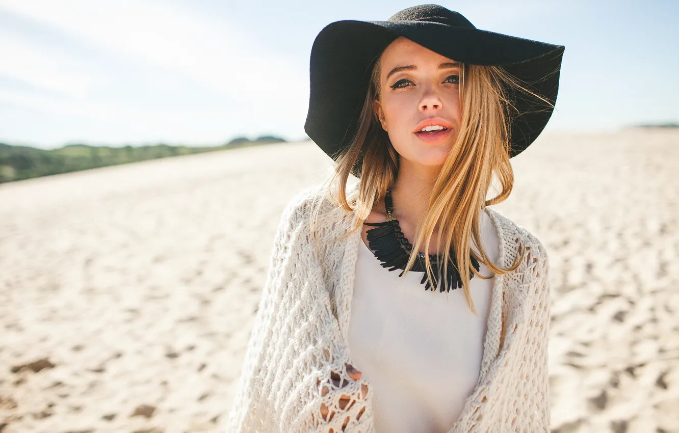 Photo wallpaper girl, hat, blonde, hat