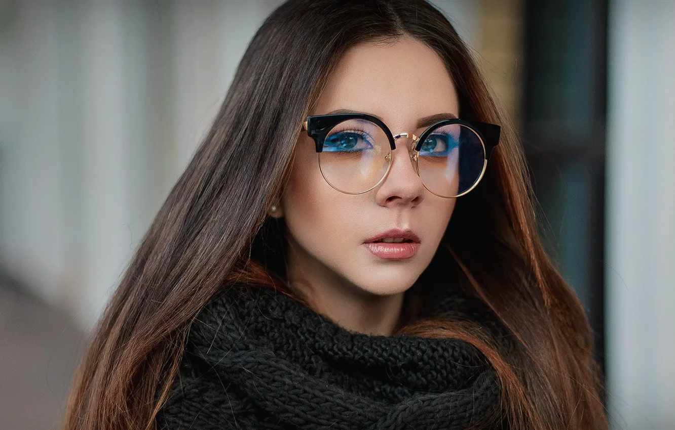 Photo wallpaper Rus, glasses, girl, scarf, long-haired, model
