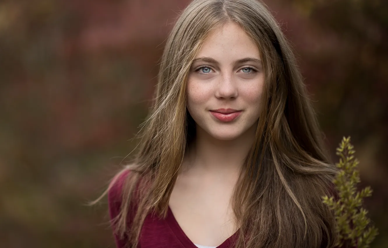 Photo wallpaper look, girl, smile, hair