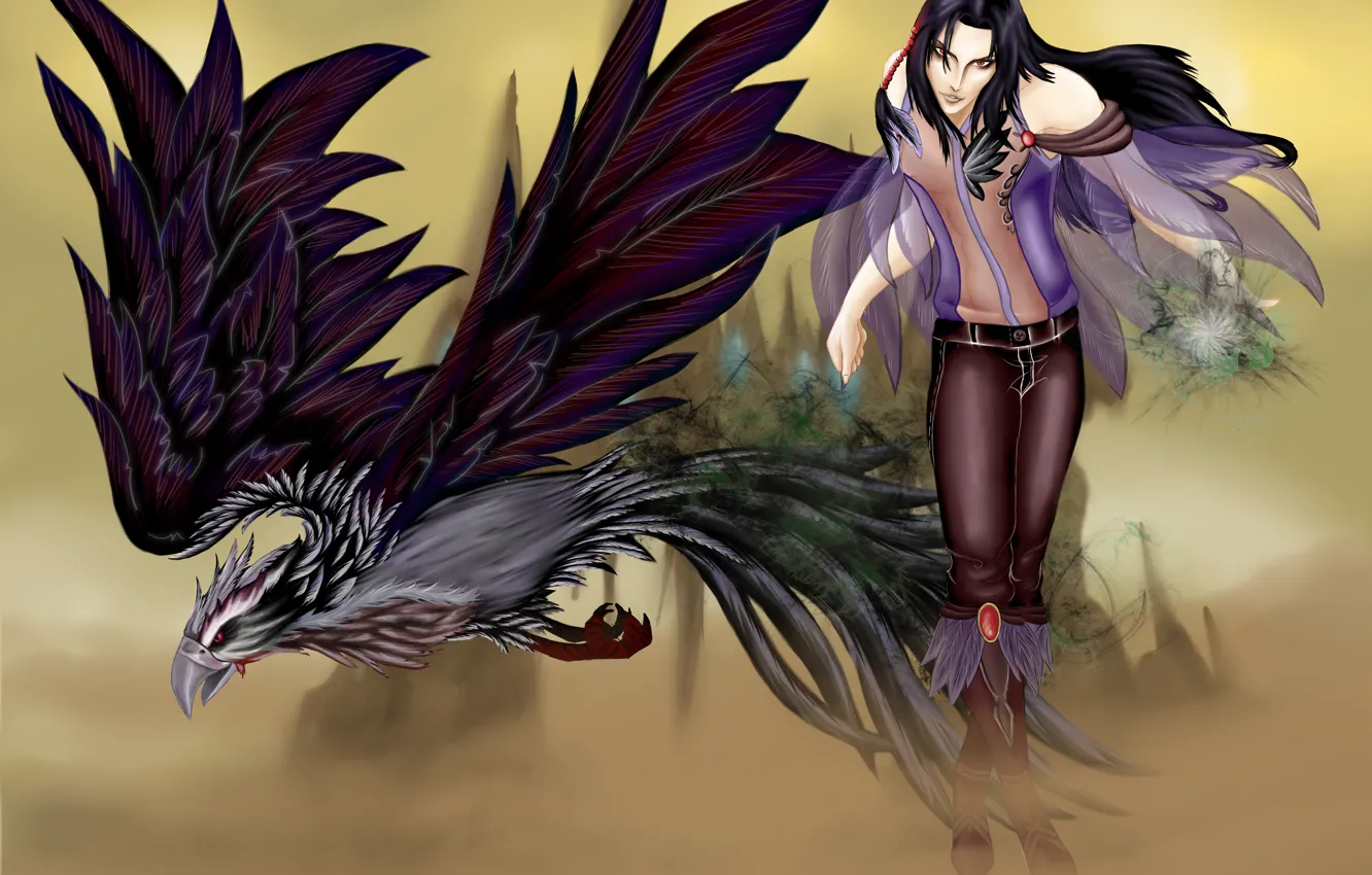 Photo wallpaper bird, the game, art, guy, AION, Lord Consid