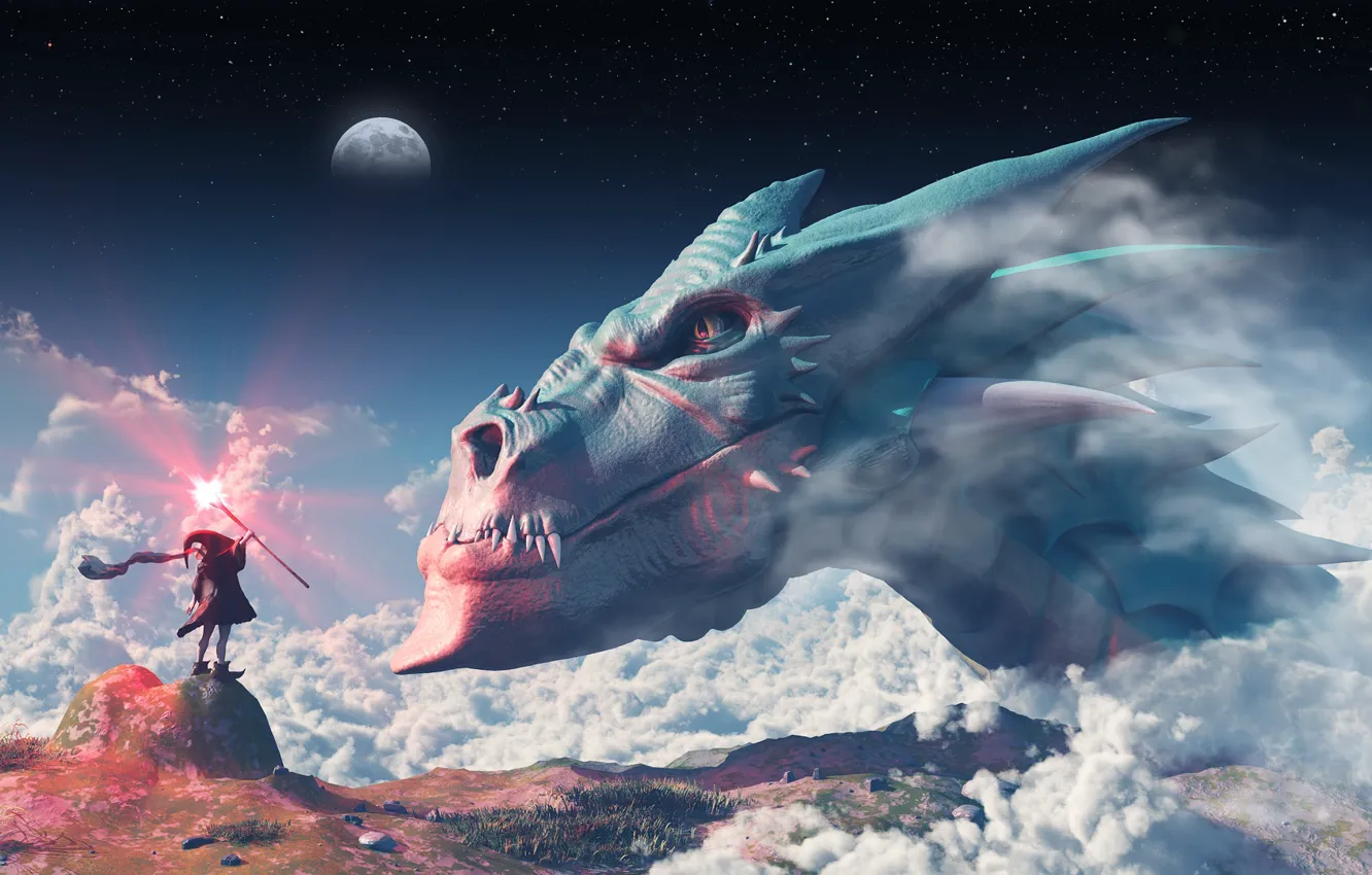 Photo wallpaper space, dragon, MAG