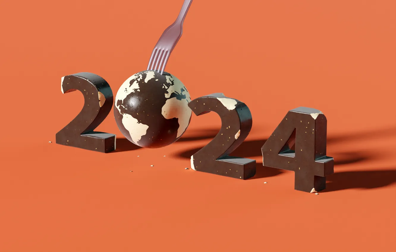 Photo wallpaper earth, planet, new year, chocolate, shadow, candy, figures, chocolate