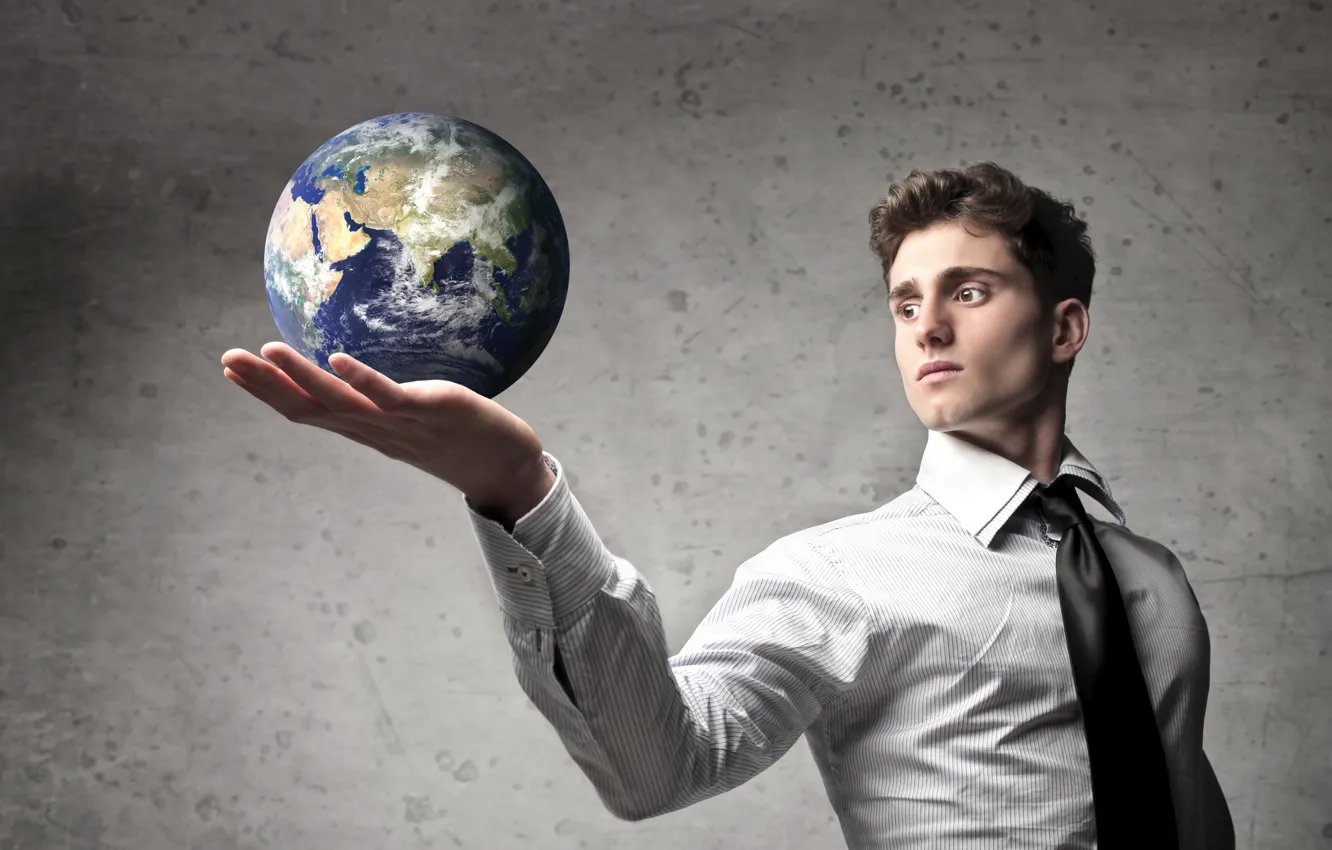 Photo wallpaper planet, tie, shirt, guy