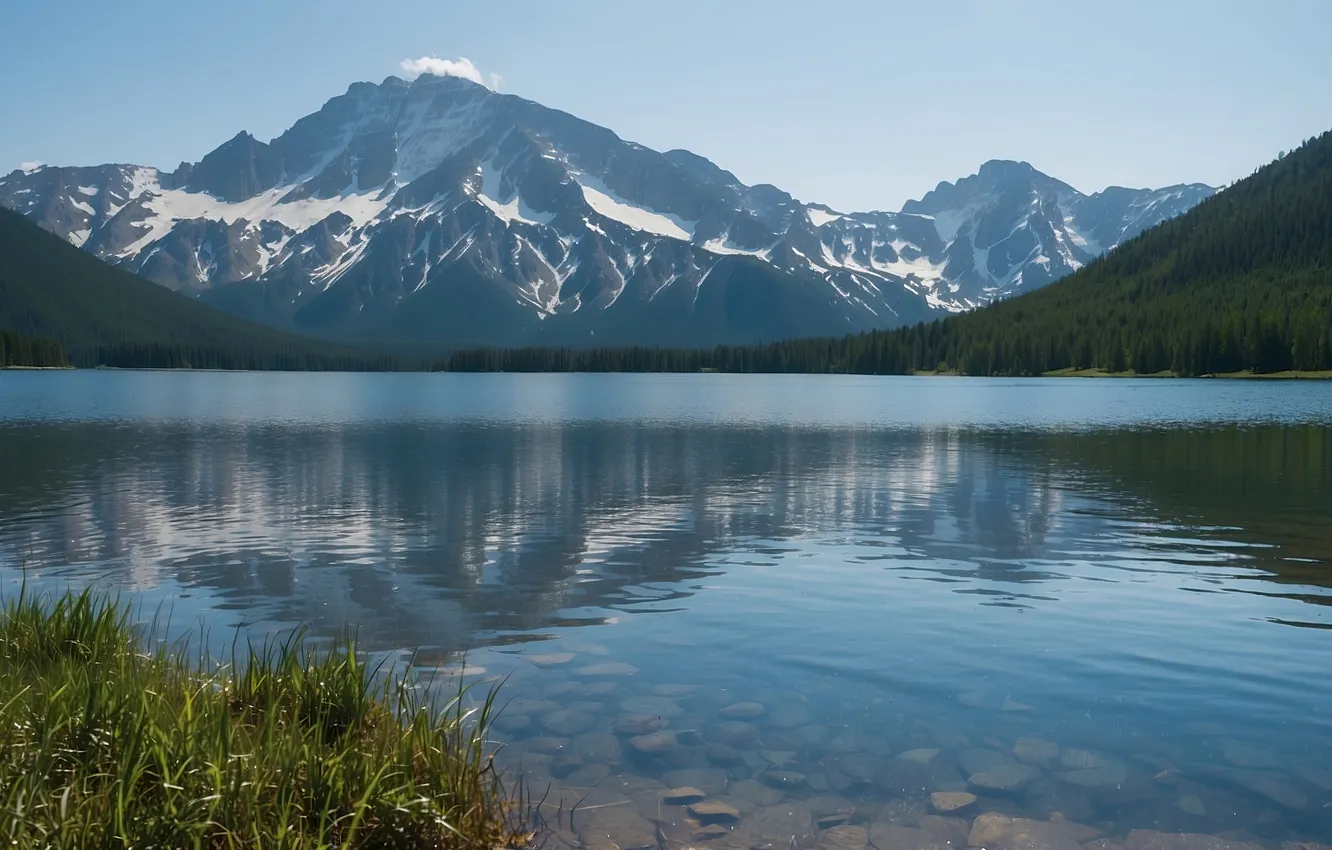 Photo wallpaper lake, reflection, tranquil, Snow Capped Mountains