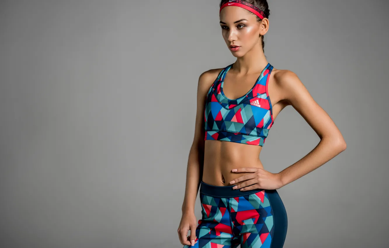 Photo wallpaper girl, face, pose, background, hair, figure, sports, Sierra