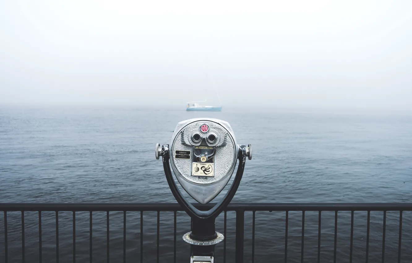 Photo wallpaper Water, Sea, Fog, Yacht, by AllJos, Viewing Binoculars, AllJos