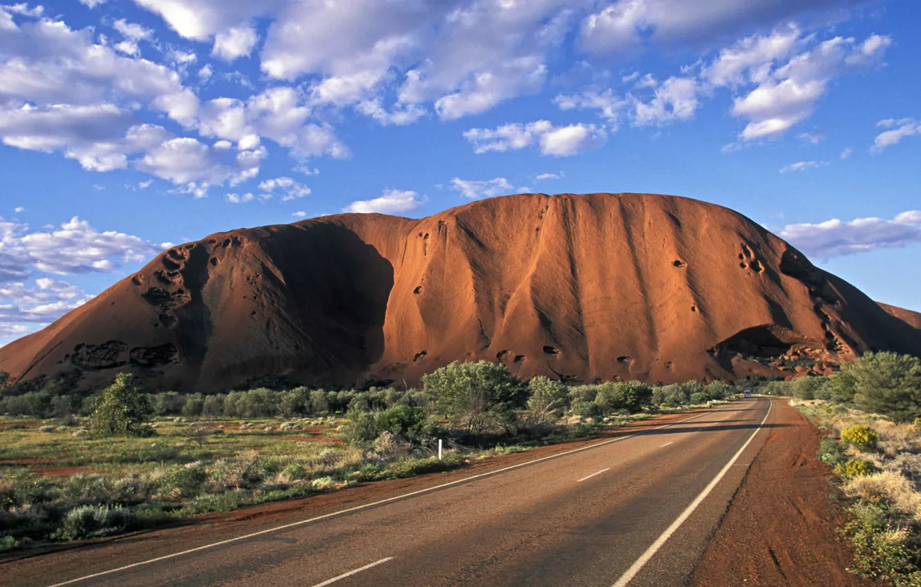 Photo wallpaper road, trees, mountain, Australia, national Park, 1 Uluru-Kata Tjuta