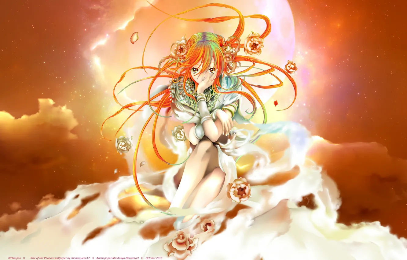 Photo wallpaper the sky, girl, clouds, goddess