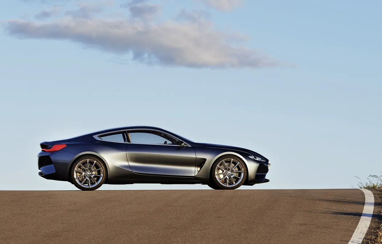 Photo wallpaper the sky, asphalt, clouds, coupe, BMW, 2017, 8-Series Concept