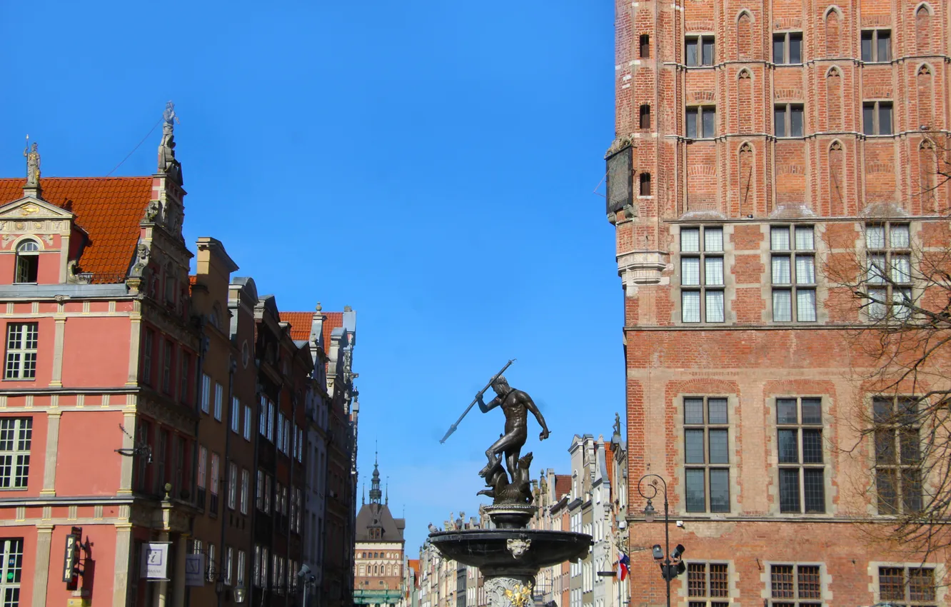 Photo wallpaper Gdansk, statua, Neptun