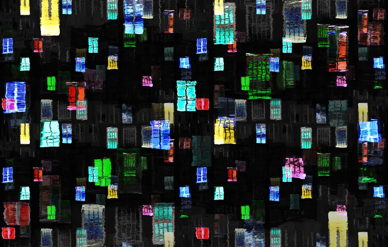 Photo wallpaper water, light, reflection, night, the city, lights, Windows