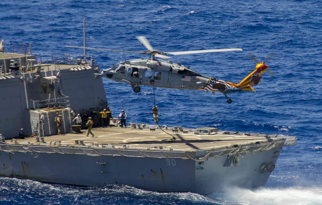 Photo wallpaper helicopter, landing, multipurpose, "Sea Hawk", Sea Hawk, MH-60S