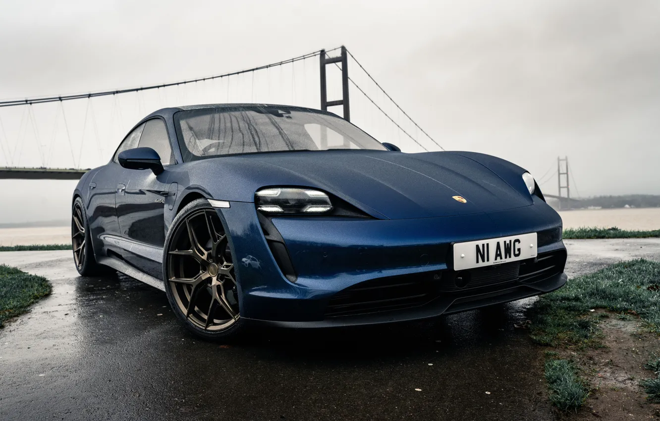 Photo wallpaper Porsche, blue, Vossen, Taycan, Porsche Taycan
