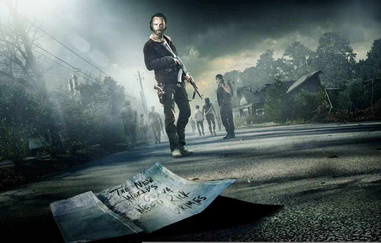 Photo wallpaper The Walking Dead, Carl Grimes, Andrew Lincoln, Norman Reedus, Steven Yeun, Danai Gurira, Lauren Cohan, …