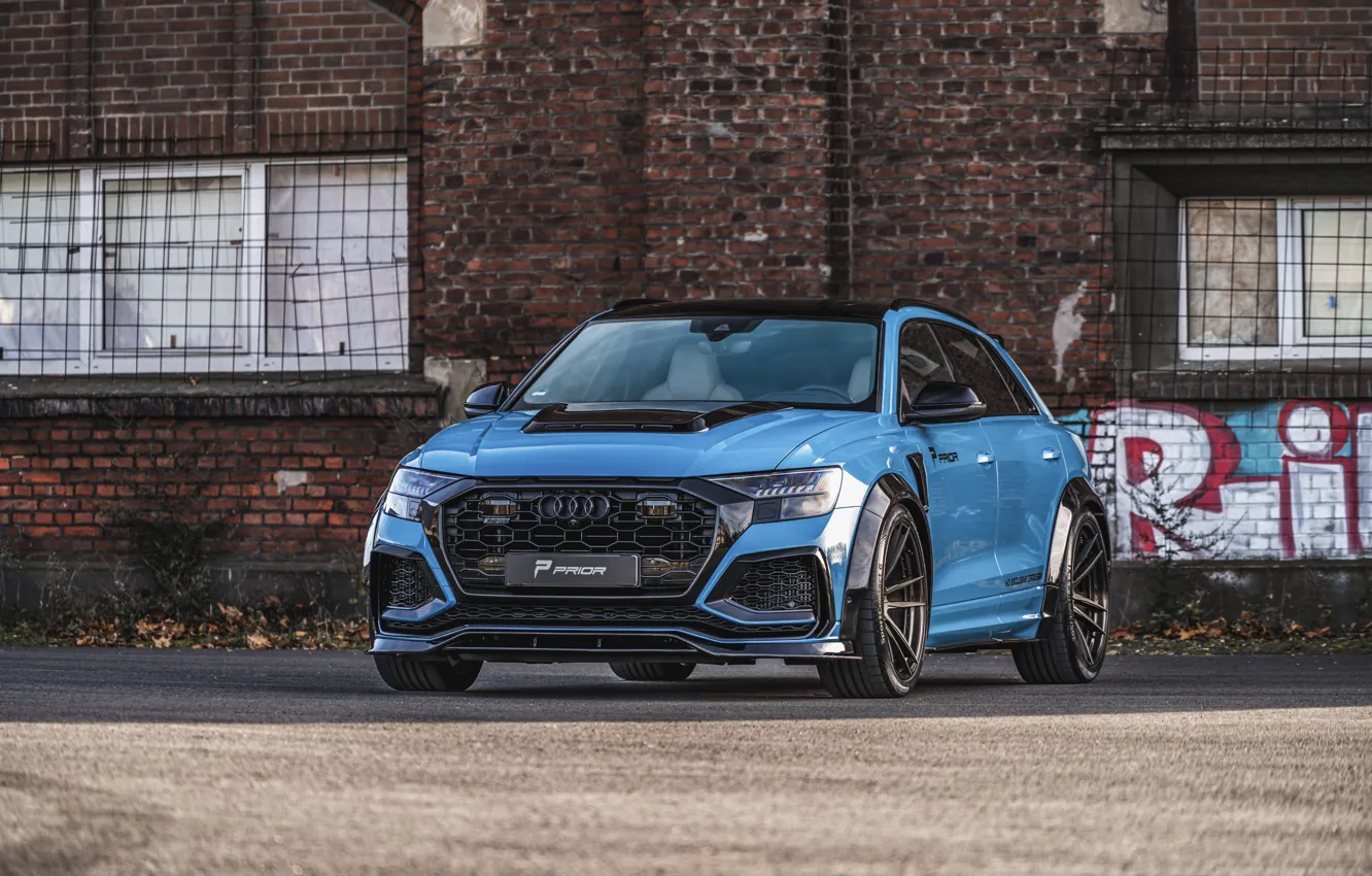 Photo wallpaper Audi, Front, blue, Prior Design, RS Q8, Audi RS Q8