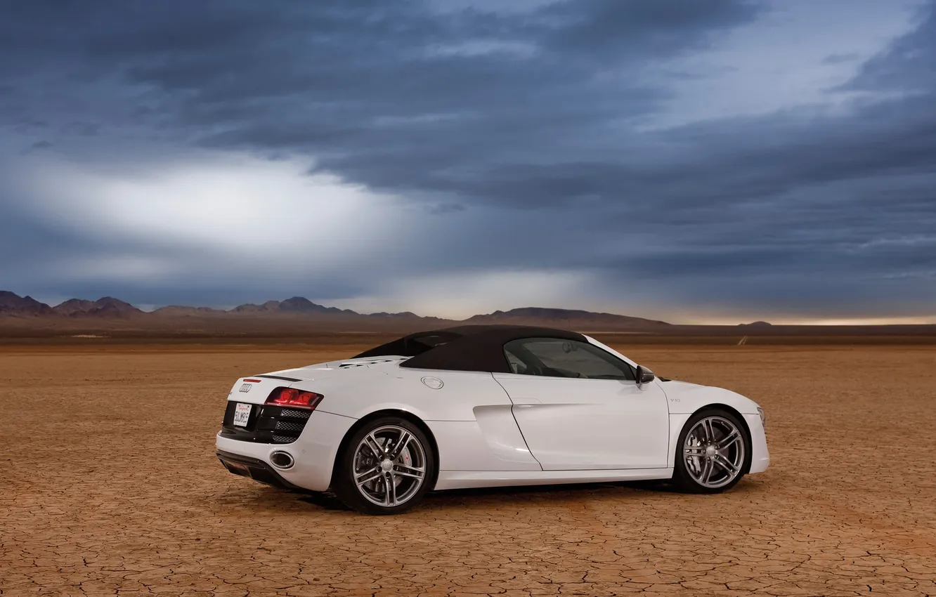 Photo wallpaper car, machine, the sky, desert, sky, desert, 2012 Audi R8 GT Spyder, 3000x1895