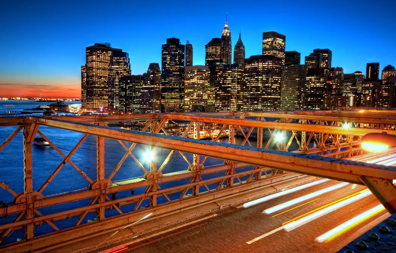 Photo wallpaper sunset, New York, USA, twilight, sunset, New York, NYC