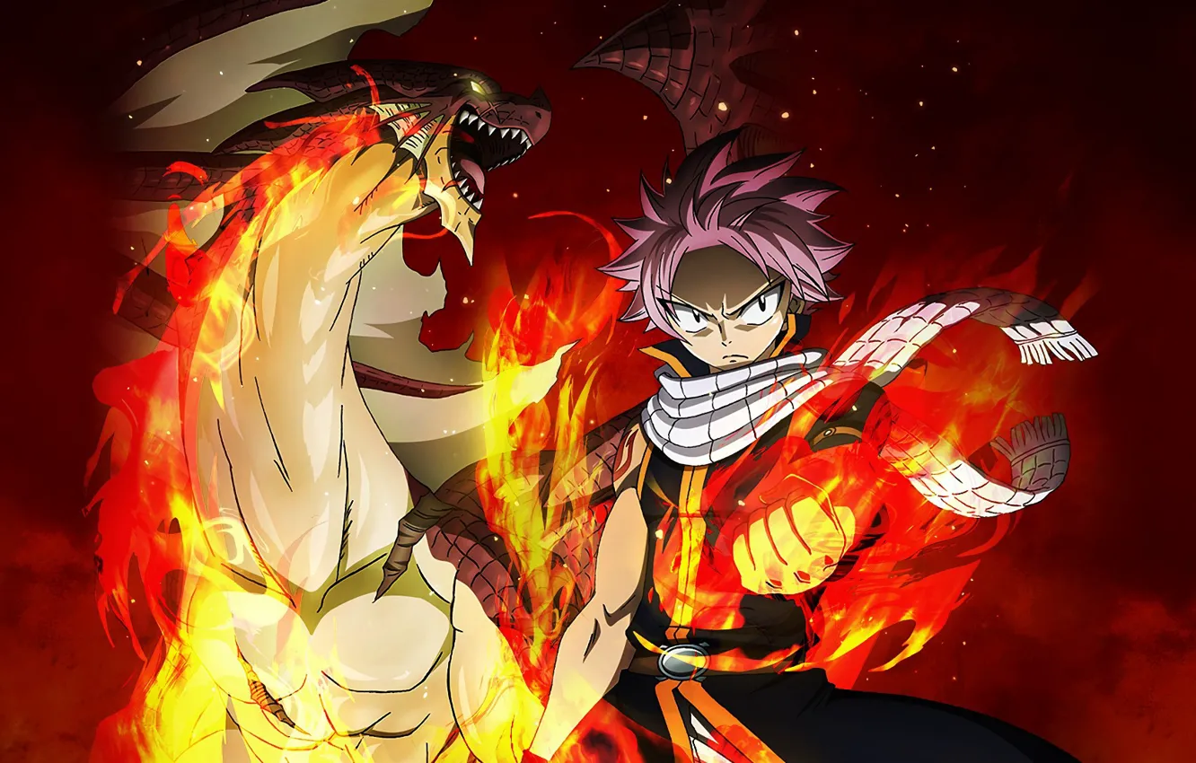 Photo wallpaper fire, flame, game, anime, dragon, manga, japanese, Fairy Tail