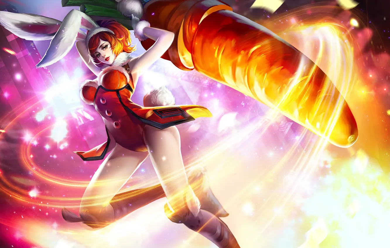 Photo wallpaper girl, Bunny, carrots, King of Glory, The king of glory