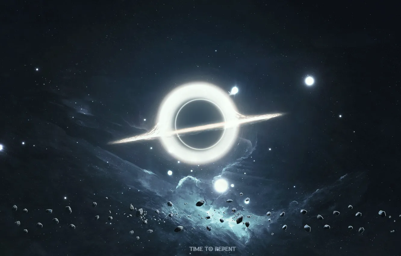 Photo wallpaper space, stars, light, loneliness, planet, black hole, Retribution, the singularity